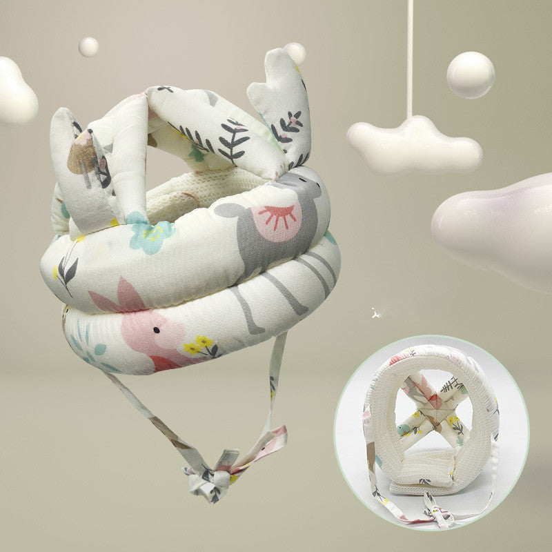 Tiny Tumbles™ Baby Head Protection Cap with Antlers – Soft Safety Helmet for Crawling & First Steps