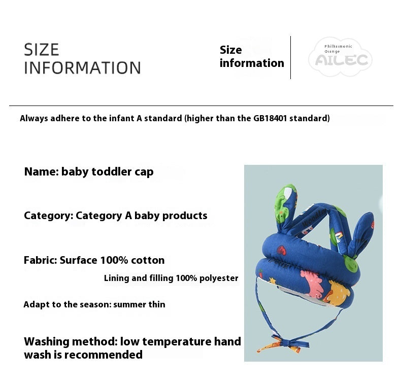 Tiny Tumbles™ Baby Head Protection Cap with Ears – Soft Safety Helmet for Crawling & First Steps