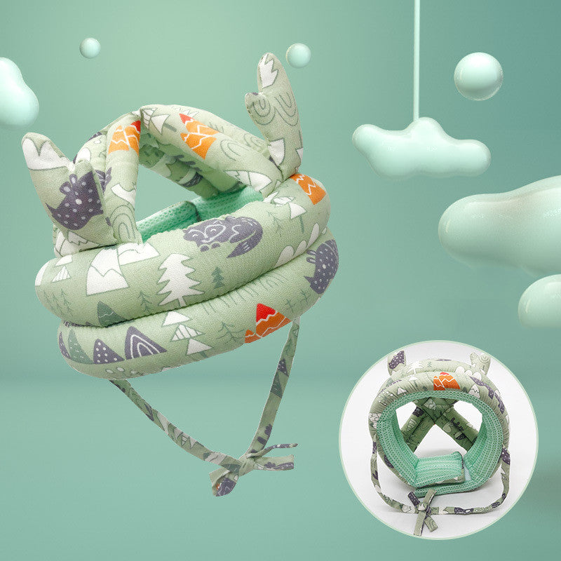 Tiny Tumbles™ Baby Head Protection Cap with Antlers – Soft Safety Helmet for Crawling & First Steps